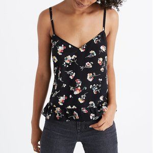 Silk Ruffle-Hem Cami Top in Carnation Toss